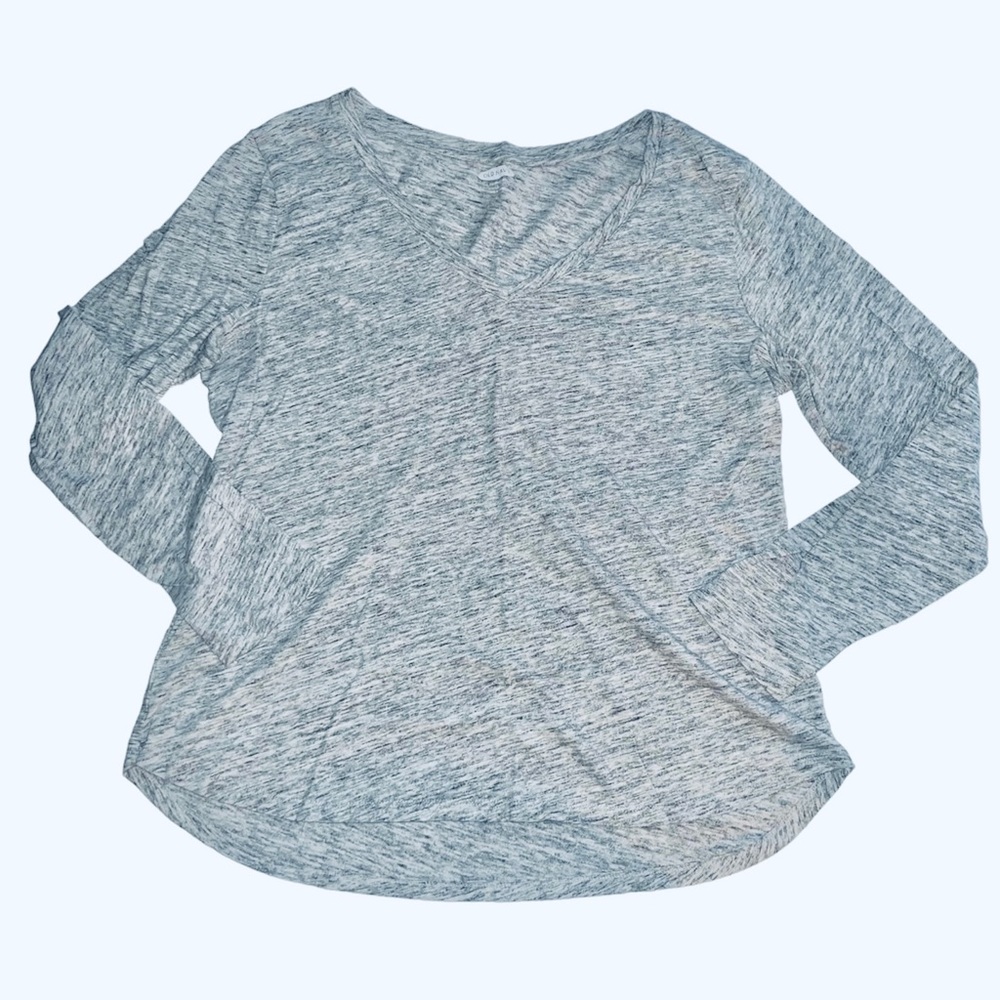 Old Navy Gray Slub V Neck Knit Shirt Sz L